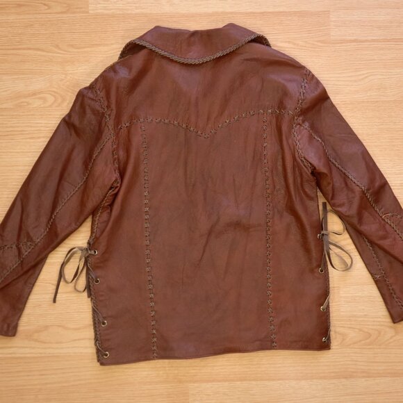 Vintage Western-style Hand Stitched Brown Leather Women's Jacket, Size 36 - Picture 8 of 8